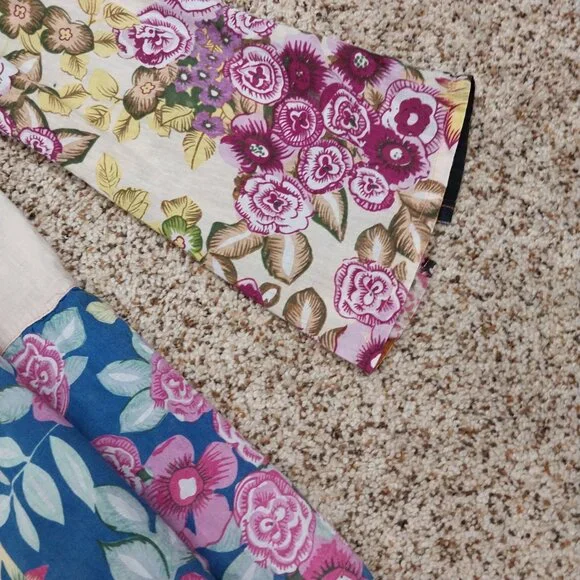 3594 Size Medium Sacred Threads Baby Doll Top in Pink and Green Print. - Picture 2 of 8